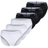 Marc O'Polo Slip "Slip 6er Pack", Damen, Gr. M, bunt (weiß, schwarz), Obermaterial: 95% Baumwolle CO(Bio). 5% Elasthan EL., Unterhosen Slip