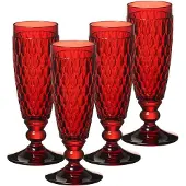 Villeroy & Boch Sektglas "Sektgläser Boston Coloured 145 ml 4er Set", rot, Glas, Trinkgefäße, Sektglas