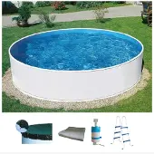 KONIFERA Rundpool "Usedom II inkl. Zubehör", blau (weiß), H:90cm Ø:400cm, Schwimmbecken, Rundpool, in verschiedenen Größen erhältlich