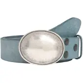 Rettungsring Gürtel Ledergürtel RETTUNGSRING GÜRTEL, Herren, Gr. 100, blau (jeansblau), Leder, unifarben, Gürtel Ledergürtel, mit austauschbarer Schließe »Oval Gewölbt Silber«