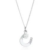 Elli Silberkette "Halskette Hufeisen Kleeblatt 925 Silber, mit Kristallen von Swarovski" Gr. 45, silber, Halsketten, Damen, 45, Silber 925 (Sterlingsilber), Silberkette