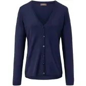 Peter Hahn Strickjacke aus Schurwolle und Kaschmir V-Auss blau, 36