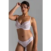 Dorina Bügel-BH "Perfect Lace", Damen, Gr. 90, Cup F, weiß, Obermaterial: 90% Nylon, 10% Elasthan, BHs Bügel-BH, transparent, mit Spitze, mit Bügel, Cups leicht gepolstert