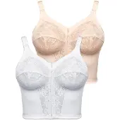 Susa Entlastungs-BH "2er Pack Longline BH Classics", Damen, Gr. 100, Cup D, bunt (beige weiß), Obermaterial: 65% Polyamid PA. 25% Elasthan EL. 10% Baumwolle CO., BHs Entlastungs-BH