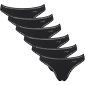 Sloggi String "String GO Crush String C6P 6er Pack", Damen, Gr. XS, schwarz, Obermaterial: 95% Baumwolle CO. 5% Elasthan EL., Unterhosen String