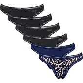 Sloggi String "String GO Crush String C6P 6er Pack", Damen, Gr. M, bunt (schwarz, blau), Obermaterial: 95% Baumwolle CO. 5% Elasthan EL., Unterhosen String