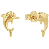 Amor Ohrstecker für Damen, Gold 585, Delphin amor Gold