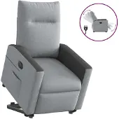 vidaXL Relaxsessel mit Aufstehhilfe Elektrisch Hellgrau Stoff