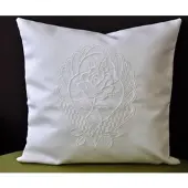 Stickereien Plauen Dekokissen "Rosentraum" Gr. 1, weiß (wollweiß, unifarben), B:40cm L:40cm, Polyester, Dekokissen_Sitzkissen_Kissenhüllen, Dekokissen, Kissenhülle ohne Füllung, 1 Stück