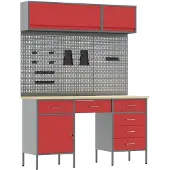 vidaXL Werkbank mit Schubladen 8 pcs Schwarz Ingenieure Holz und Stahl