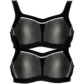 Viania Sport-BH "2er Pack Sport BH extreme", Damen, Gr. 70, Cup E, schwarz, Obermaterial: 81% Polyester PES. 16% Polyamid PA. 3% Elasthan EL., BHs Sport-BH