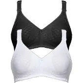 Susa Bügelloser BH "2er Pack BH ohne Bügel Topsy Plus", Damen, Gr. 75, Cup D, bunt (schwarz weiß), Stoff, Obermaterial: 40% Baumwolle CO. 30% Polyamid PA. 30% Elasthan EL., BHs Bügelloser BH