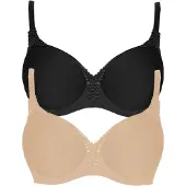 Viania T-Shirt-BH "2er Pack Spacer Bügel BH Carola", Damen, Gr. 75, Cup G, bunt (nude schwarz), Stoff, Obermaterial: 62% Polyamid PA. 27% Polyester PES. 11% Elasthan EL., BHs T-Shirt-BH