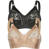 Sassa Soft-BH "2er Pack Soft BH ohne Bügel Basic", Damen, Gr. 100, Cup B, bunt (beige schwarz), Spitze, Obermaterial: 92% Polyester PES. 8% Elasthan EL., BHs Soft-BH