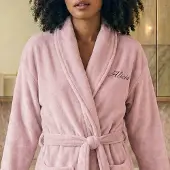 Yoursurprise Damen-Frottee-Bademantel - Mit Namen - Rosa - S/M