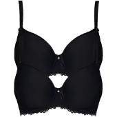 Viania T-Shirt-BH "2er Pack Spacer Bügel BH Leni", Damen, Gr. 100, Cup D, schwarz (schwarz schwarz), Stoff, Obermaterial: 46% Polyamid PA. 45% Polyester PES. 9% Elasthan EL., BHs T-Shirt-BH