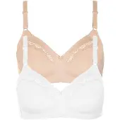 Lisca Soft-BH "2er Pack Soft BH Manja", Damen, Gr. 100, Cup B, bunt (beige weiß), Spitze, Obermaterial: 100% Baumwolle CO., BHs Soft-BH