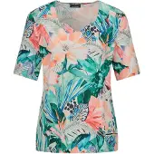 Goldner Print-Shirt "Jerseyshirt mit Dschungel-Print", Damen, Gr. 50, bunt (bunt, gemustert), Obermaterial: 95% Viskose CV. 5% Elasthan EL., gerade, Shirts Print-Shirt, stretchbequemer Viskosejersey