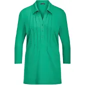 Goldner Kurzgröße: Elegantes Blusenshirt mit Biesen in grün | Gr.: 25
