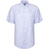 Seidensticker Leinenhemd "Schwarze Rose", Herren, Gr. S (38), normale Ärmellängen, weiß (blau), 100% Leinen, bedruckt, regular fit, Hemden Leinenhemd, Regular 1/2 Kentkragen Druck