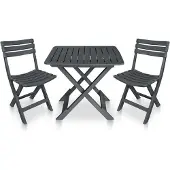 Syfax 3-tlg. Bistro-Set Klappbar Kunststoff Anthrazit
