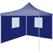Syfax Profi-Partyzelt Faltbar mit 2 Seitenwänden 2×2m Stahl Blau