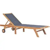 Syfax Sonnenliege Klappbar mit Rädern Teak Massivholz und Textilene