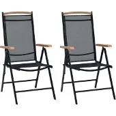 Syfax Gartenstühle Klappbar 2 Stk. Aluminium und Textilene Schwarz