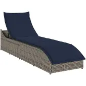Syfax Klappliege mit Auflage und Stauraum Grau Poly-Rattan