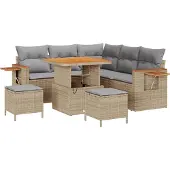 vidaXL Gartensofa-set 9 stk. 8-Sitzanzahl Beige und Hellgrau