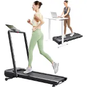 Urevo Treadmill STROL 2S PRO, 120 kg, 1 km/h, 12 km/h, Kalorien, Distanz, Geschwindigkeit, Zeit, Schwarz, run, Gehen