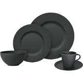 Villeroy & Boch Manufacture, 4 Person(en), Porzellan, Schwarz, 15,4 cm, Rund, 27,1 cm