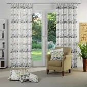 Wirth Vorhang "Berlare", grau (hellgrau), B:132cm H:295cm, Jacquard, Baumwolle, Polyester, Gardinen, Vorhang