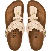 Birkenstock für Damen. 1029304 Ledersandalen Gizeh Flower Embellishment (Schmale Passform) hellrosa (37), Wohnung, Schnalle, Lässig