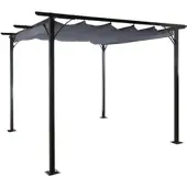 Mendler Pergola HWC-C42, Garten Pavillon, stabiles 6cm-Gestell + Schiebedach 3,5x3,5m grau