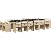 vidaXL 17-tlg. Garten-Essgruppe mit Kissen Beige Poly Rattan