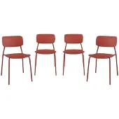 Sweeek - 4er-Set stapelbare Gartenstühle aus Stahl und Kunststoff - Terrakotta