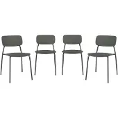 Sweeek - 4er-Set stapelbare Gartenstühle aus Stahl und Kunststoff - Khaki