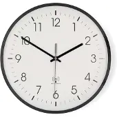 Nedis CLWA6226BK Wanduhr Ø 300 mm Kunststoff Funkuhr leise Bewegung Schwarz Weiß