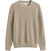 Gant Sweater "Strickpullover MICRO TEXTURED COTTON C-NECK 1er Pack", Herren, Gr. XL, beige, Obermaterial: 100% Baumwolle CO., Sweatshirts Sweater