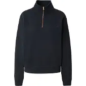 Superdry für Damen. W2012666A Sweatshirt Essential Logo Emb Half Zip marineblau (XS), Lässig, Baumwolle, Langarm