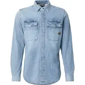 G-Star für Herren. D29312-D252-H090 Marine Denim Slim Slim Hemd blau (S), Lässig, Baumwolle, Langarm