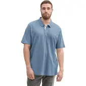 Tom Tailor Poloshirt PLUS, Herren, Gr. 4XL, blau (china blau), Piqué, Obermaterial: 100% Baumwolle, bestickt, unifarben, bequem hüftbedeckend, Rundhals, Shirts Poloshirt, mit Logo-Stickerei