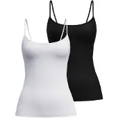 Calida Unterhemd "Unterhemd Sleek Skin Spaghetti Top 2P 2er Pack", Damen, Gr. 44-46, N-Gr, bunt (weiß, schwarz), Obermaterial: 73% Polyamid PA. 27% Elasthan EL., Unterhemden Unterhemd