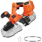 Vevor 20 V Akku Bandsäge, 65 mm Schnitttiefe, mit bürstenlosem Motor, kabelloses & kompaktes Portaband, Aufhängehaken, 0–192 m/min variable Drehzahl, zum Schneiden von Metall, Holz (nur Werkzeug)