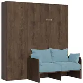 Itamoby Kentaro 140 cm französisches Klappbett mit Sofa und Walnusssäule, hellblau
