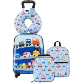 Vevor 5 tlg. Kinderkoffer Set, 457,2 mm, Hartschalenkoffer mit Kindertrolley, Rucksack, Nackenkissen, Lunchbox & Kofferanhänge, Kofferset fürJungen & Mädchen, praktisch für Reisen Fliegen (Autos)