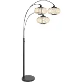 Steinhauer Stehlampe Nox Light 3-flammig, schwarz, Bambusstreben, E27