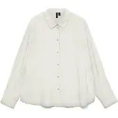 Vero Moda Hemdbluse "VMKAJA LS SHIRT WVN", Damen, Gr. XS, weiß (snow weiß), Obermaterial: 83% Viskose, 17% Nylon, unifarben, regular fit, Blusen Hemdbluse, mit Streifen