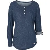 Bonprix Langarmshirt im Henley-Look, mit krempelbaren Ärmeln, abgerundeter Saum
